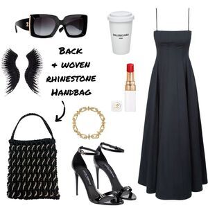 Black & Woven Rhinestone Bag